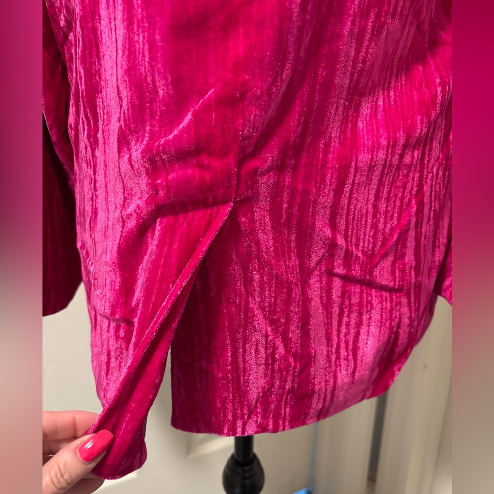NWT Ellison Fuchsia Crushed Velvet Blazer - Picture 9 of 12